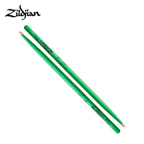 zildjian질젼 히코리 시리즈 5A 드럼스틱 아콘 네온 그린 Z5AACDGG Zildjian Hickory Series Acorn Neon Green Drum Stick