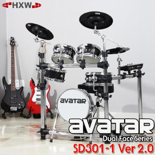 AVATARAVATARHXW 아바타 SD301-1 듀얼페이스 일렉드럼셋 (SD201-1)  HXW Avatar SD301-1 Ver 2.0 Dual Face 올 메쉬헤드 5기통 전자드럼  드럼셋 퍼커션센터  